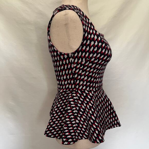 Eri Ali Effie Peplum Knit Womens Top Sz XS Retro Mod Cottagecore Anthropologie - Picture 6 of 14